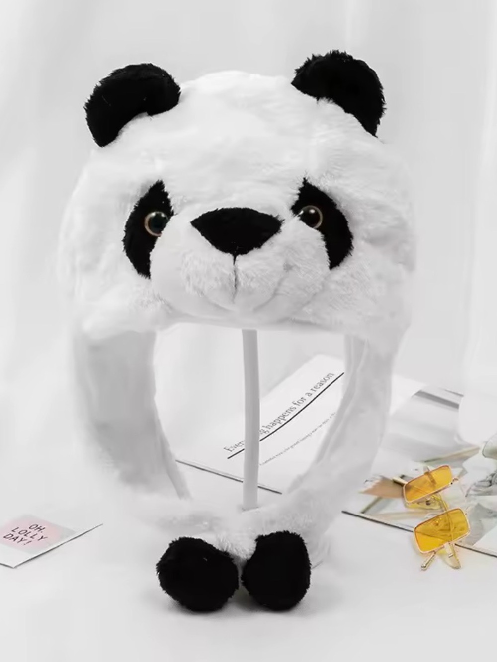 Children - Adult Cartoon Cap Props Panda Head Cover Plush Animal Hat Bonnets